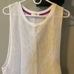 White mesh muscle workout tank